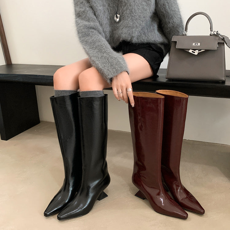 Karin Luna European and American Style Unisex Square-Toed Long Boots