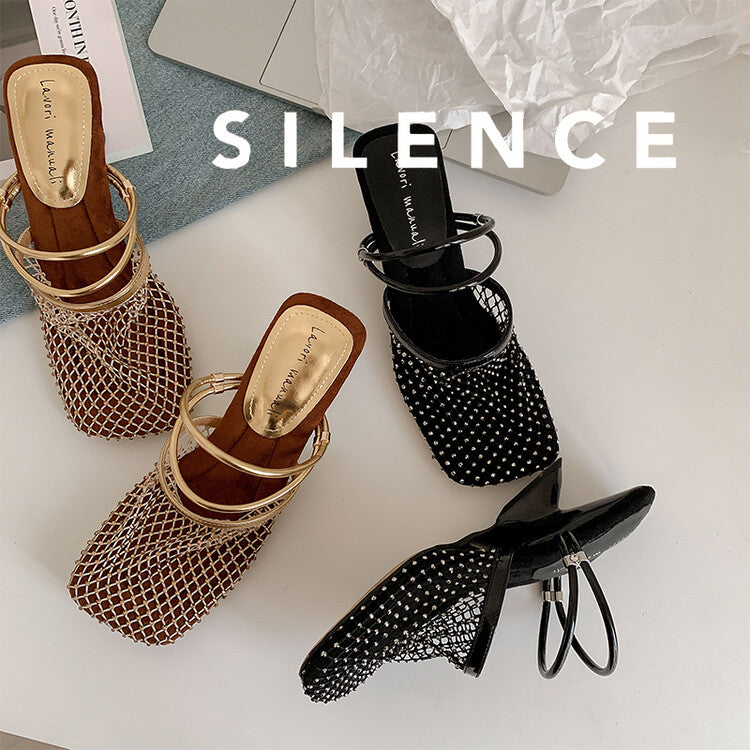 Karin Luna Highlights Fairness~In stock Closed-Toe Diamond Mesh Unisex Convertible Sandals