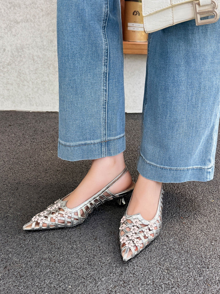 Karin Luna In Stock Spot Goods  Purely Handmade Flowers High-end Hollow Out Sandals