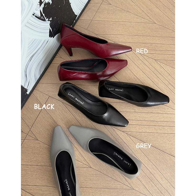 Karin Luna In Stock In Stock ~Basic Versatile French Style Small Square Toe Shallow Mouth Single Shoes