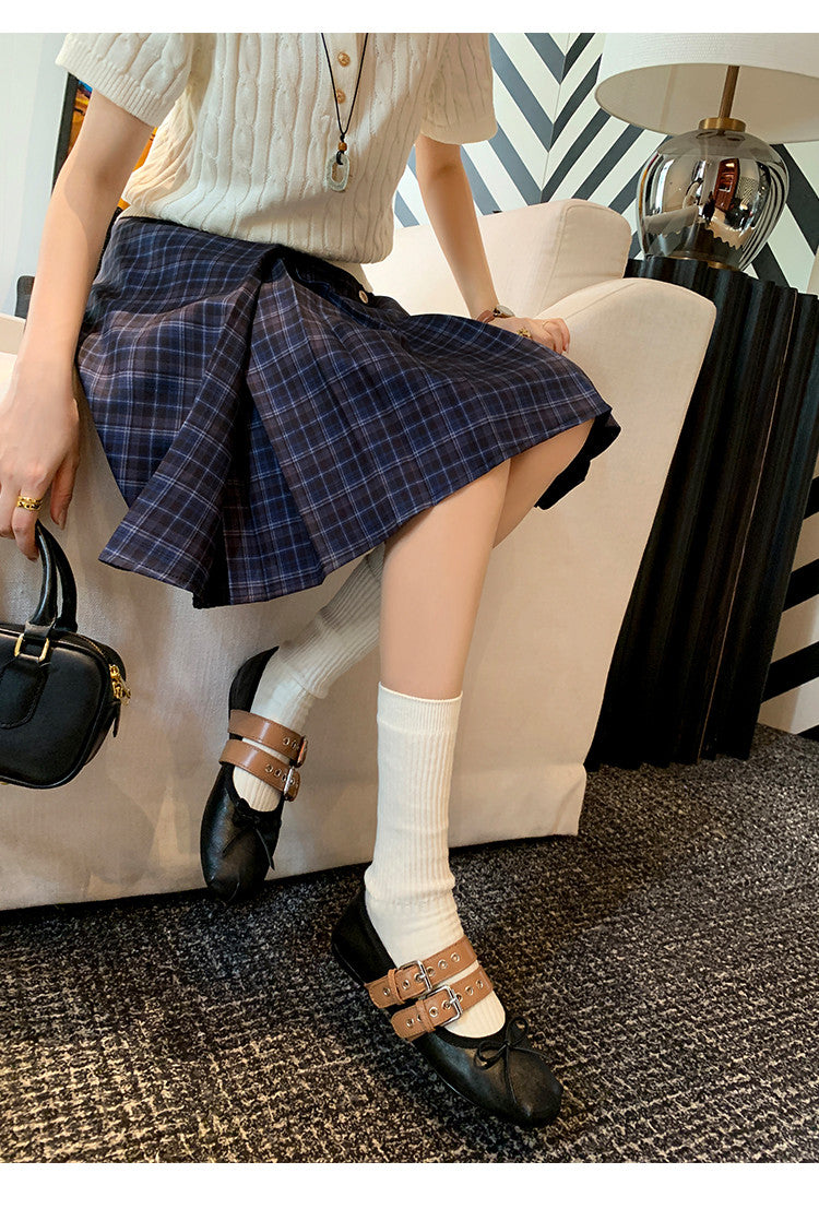 Karin Luna In Stock Spot Goods Minimalist Retro Round Toe Mary Jane Bowknot Height-Increasing Flats