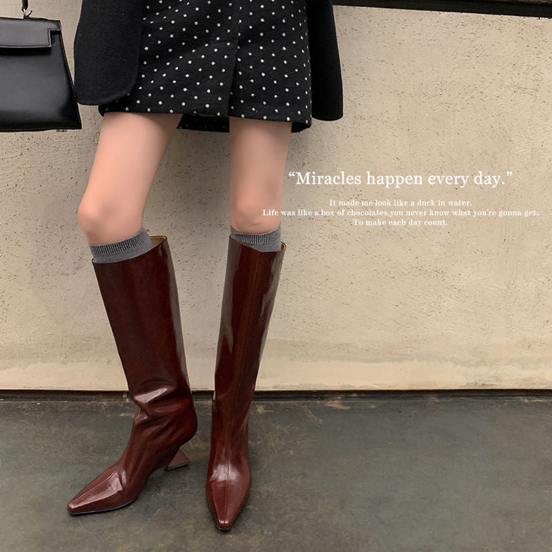 Karin Luna European and American Style Unisex Square-Toed Long Boots