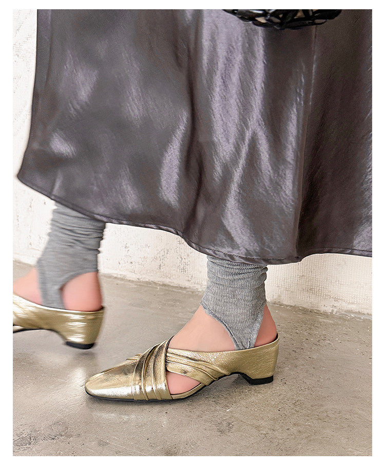 Karin Luna In Stock In Stock Basic Elegant Fairy Style Small Square Toe Sheepskin Slippers