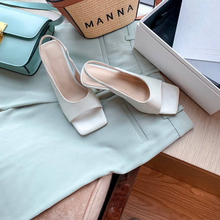 Karin Luna Classic Style Square Toe Open Toe French Retro Sandals