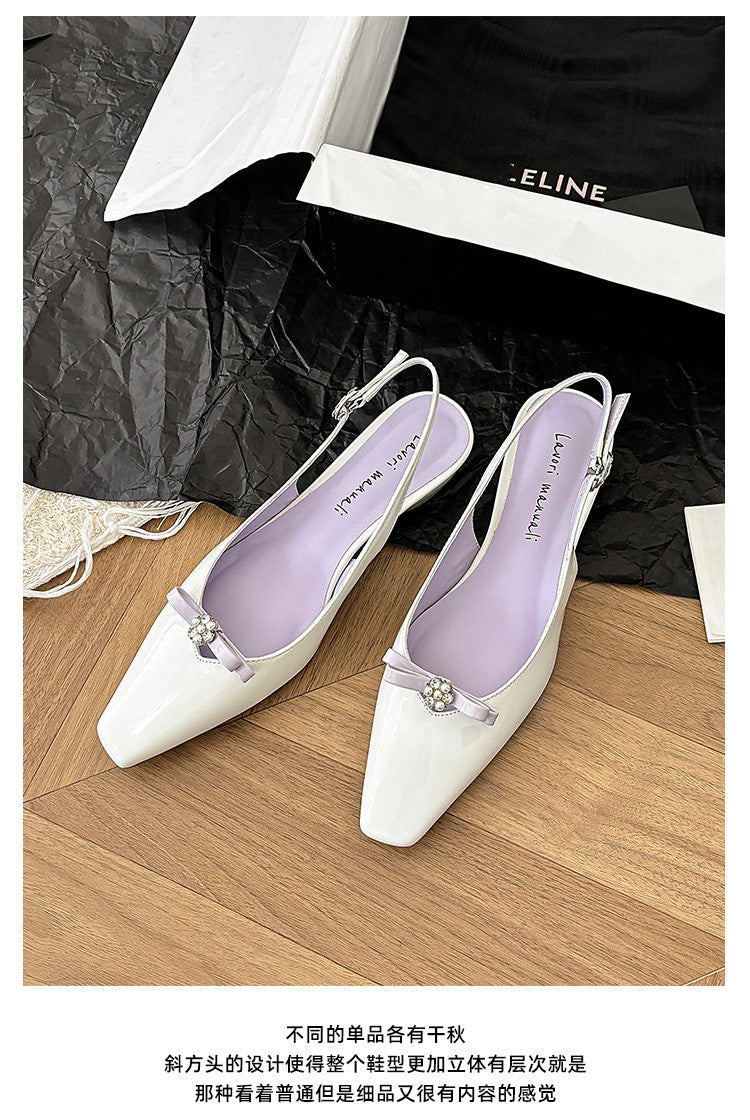 Karin Luna In Stock In Stock Sweet Bowknot Small Square Toe Chunky Heel Closed-toe Elegant Retro Sandals