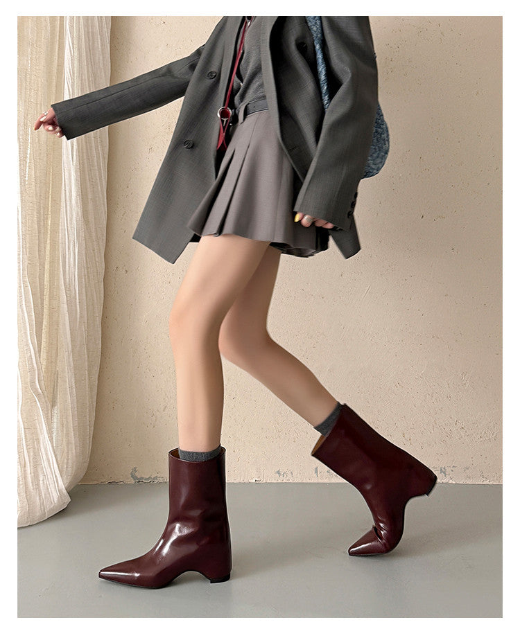 Karin Luna Elegant Pointed Toe Hidden Wedge Short Boots