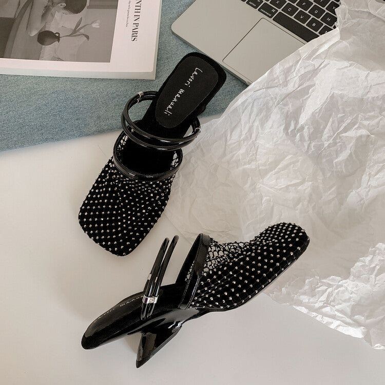 Karin Luna Highlights Fairness~In stock  Closed-Toe Diamond Mesh Unisex Convertible Sandals