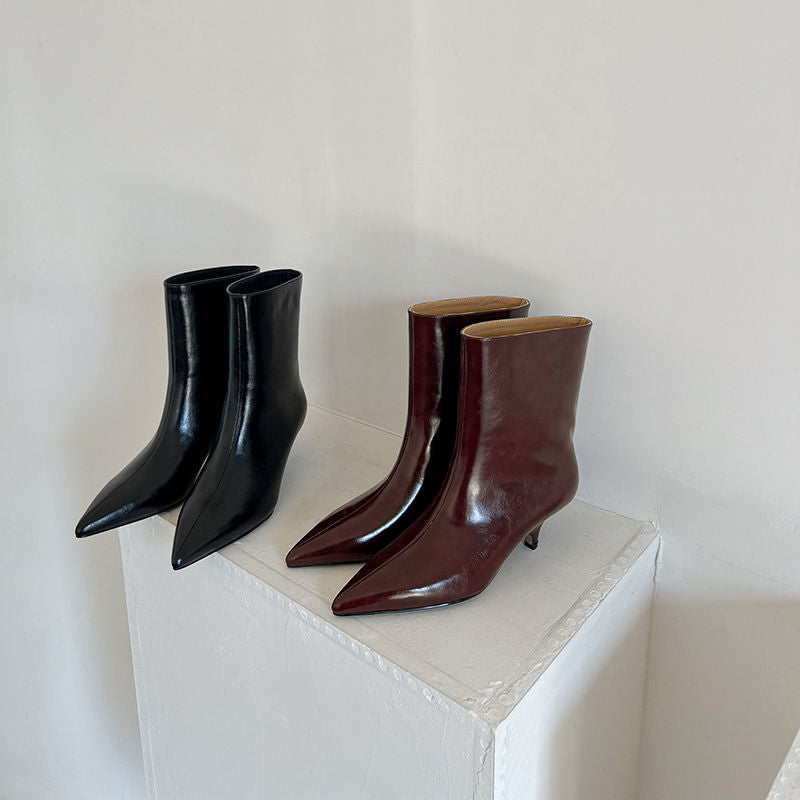 Karin Luna In Stock Spot Goods Minimalist Tube Kitten Heel Short Boots