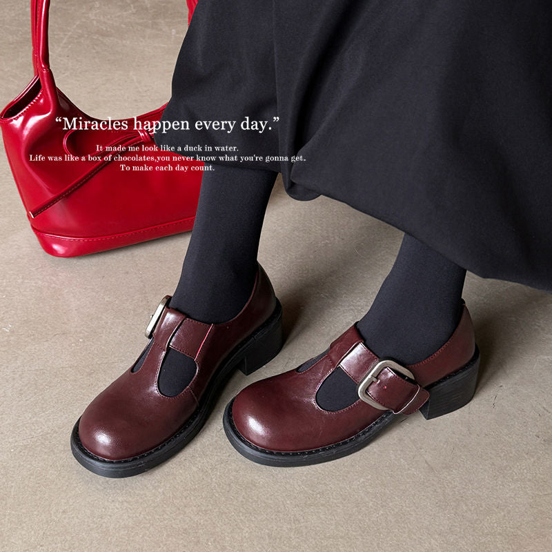 Karin Luna In Stock Spot Goods round Head t Round Toe British Style Single Shoes