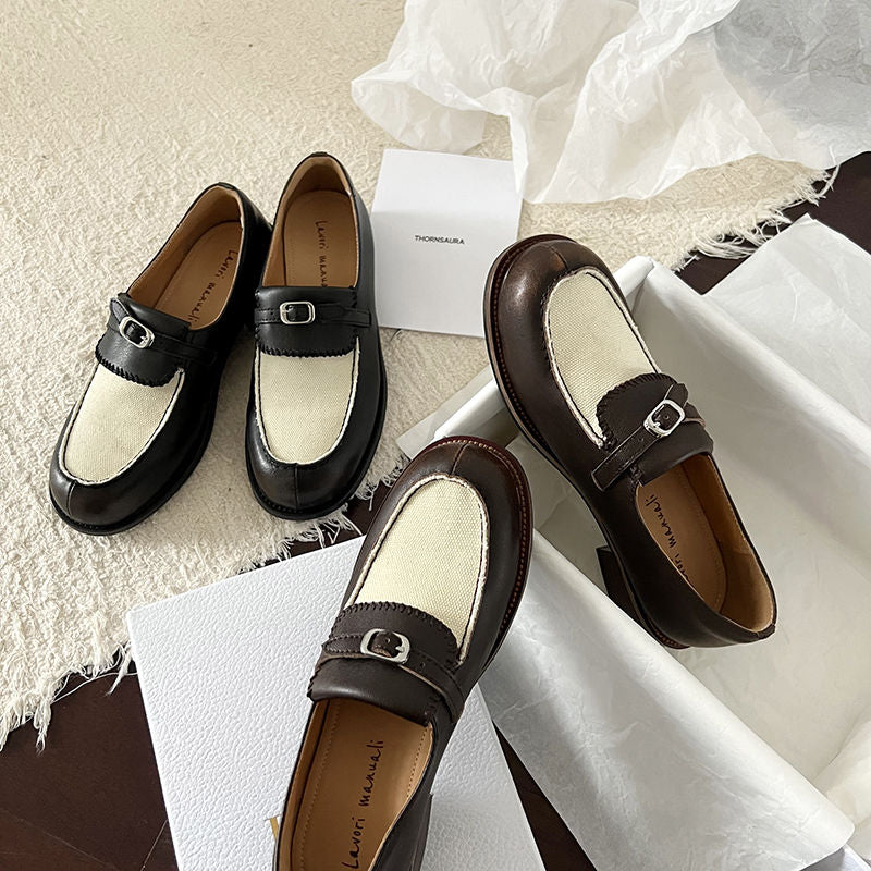 Karin Luna Casual Shoes Series~  In stock Classic color-blocking British style deep-mouth single shoes
