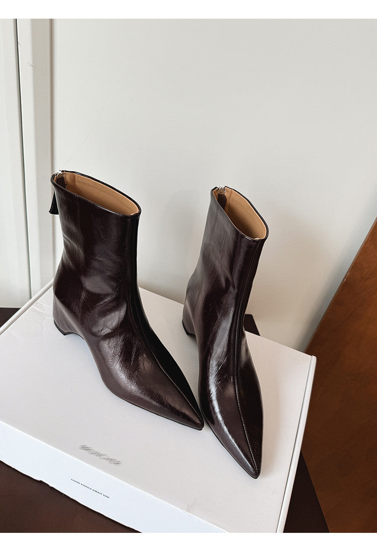 Karin Luna Versatile Elegant Style Pointed Toe Hidden Wedge Short Boots