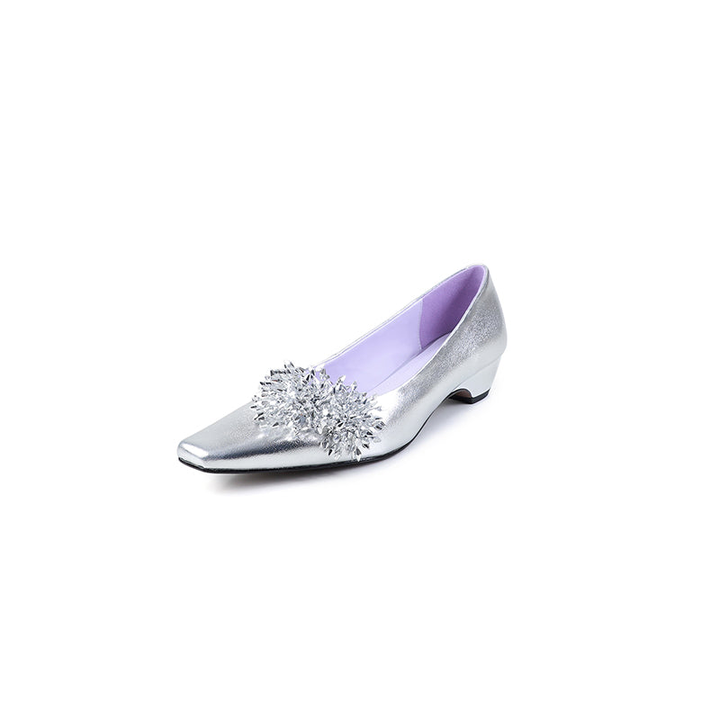 Karin Luna In Stock Spot Goods Exquisite Fireworks Buckle Small Square Toe Chunky Heel Commuter Shoes