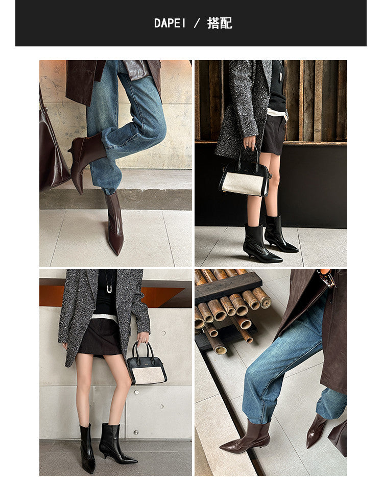 Karin Luna In Stock  Spot Goods Elegant kitten heel pointed toe trendy ankle boots