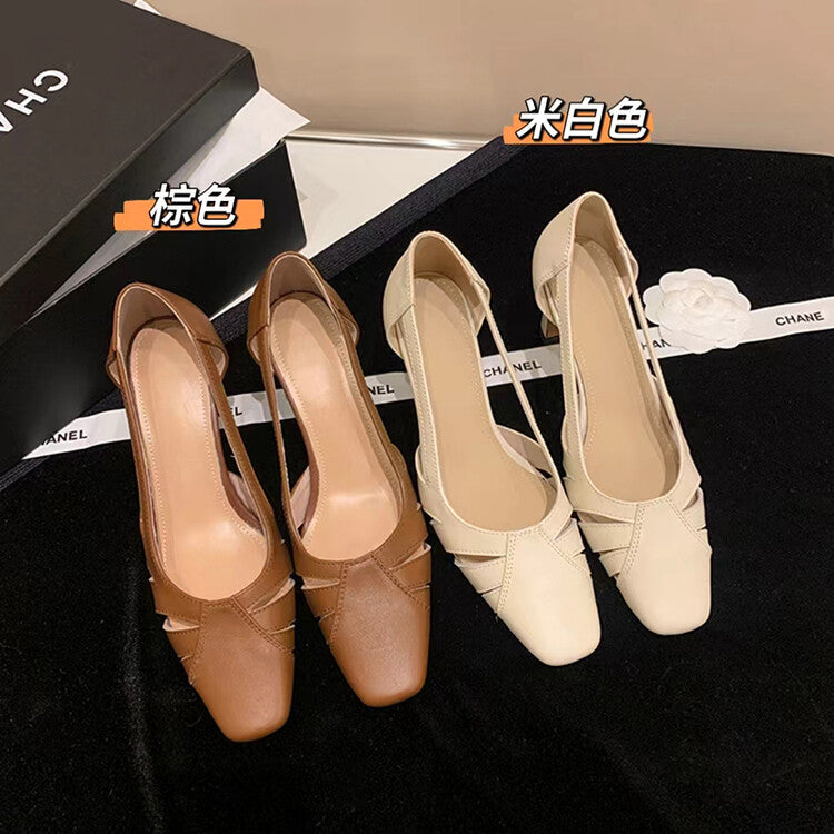 Karin Luna Hot-Selling Retro Big Item Big Goods Available for sale all seasons French-style Hollow Out Single Shoes Full leather inside and out