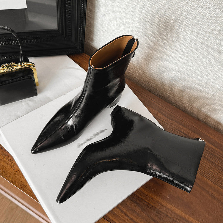 Karin Luna Versatile Elegant Style Pointed Toe Hidden Wedge Short Boots