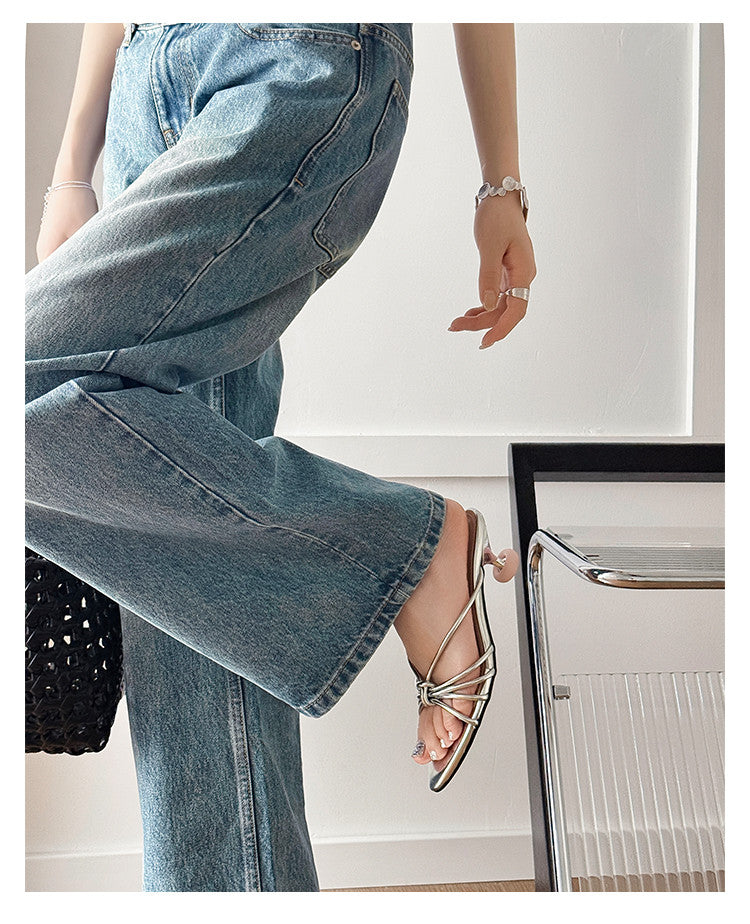 Karin Luna In Stock In Stock  In Stock Round Toe Cross Hollow Round Toe Stiletto Slippers