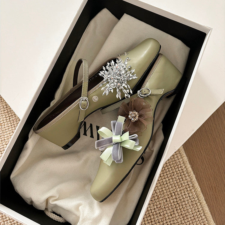 Karin Luna In Stock Spot Goods  Full-grain leather inside and out  Ultra Exquisite Round Toe Hidden Heel Closed-Toe Slippers