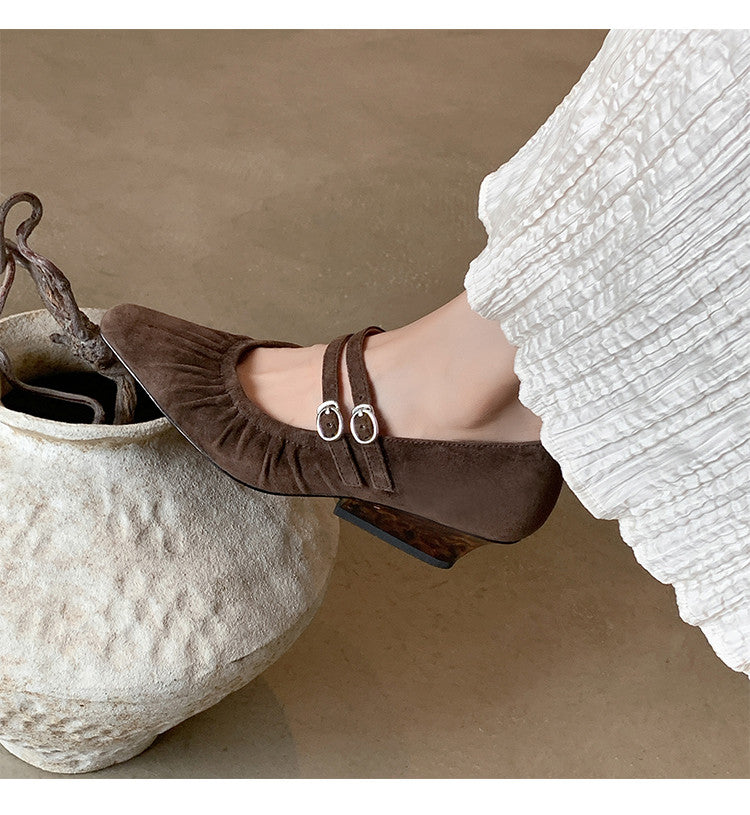 Karin Luna Full Leather Inside and Out Popular Element Amber Heel Elegant French Style Single Shoes