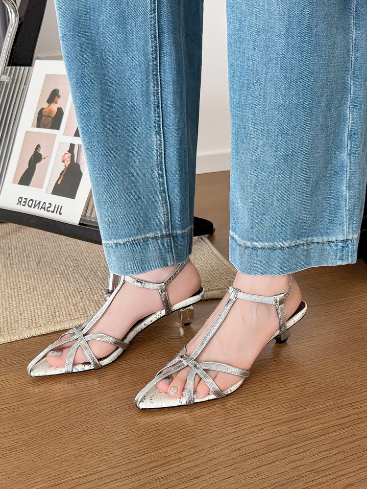 Karin Luna In Stock Spot Goods  French-style Hollow-out Thin Strap Sandals