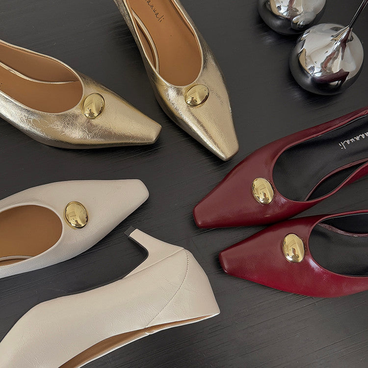 Karin Luna In Stock In Stock ~Basic Versatile French Style Small Square Toe Shallow Mouth Single Shoes