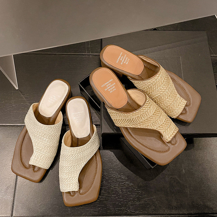 Karin Luna Bestseller  Popular  Data Hot-Selling Toe-Clip Straw Vacation Style Slippers