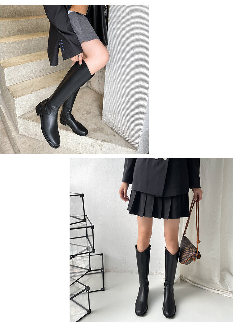 Karin Luna In Stock  Cowhide Niche Versatile Style Knight Boots