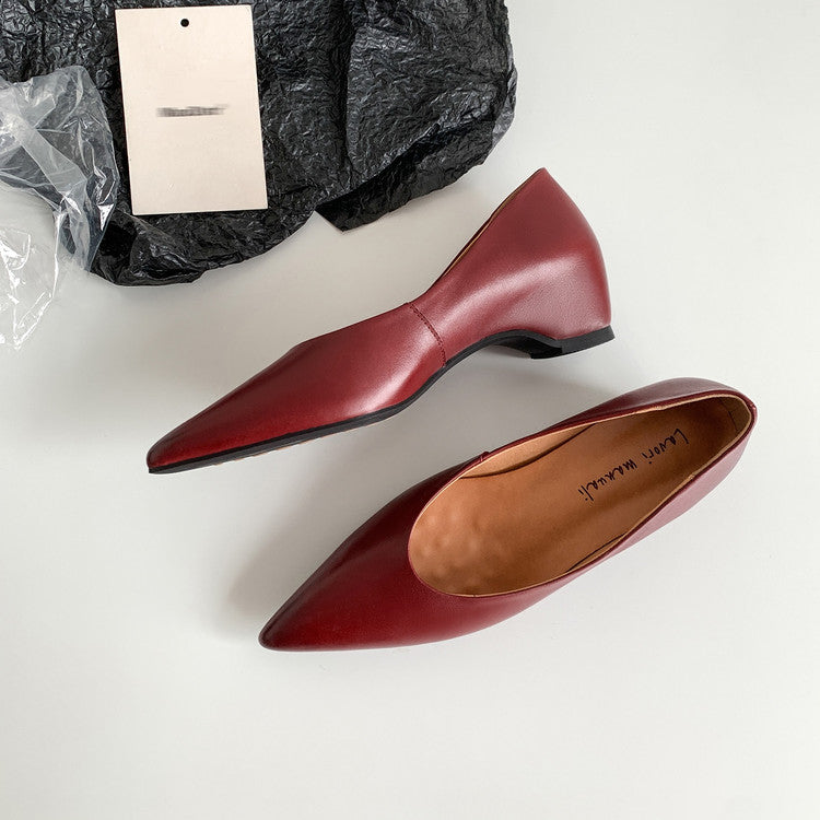 Karin Luna Full Layer Inside and Out~Basic Versatile Retro French Pointed Toe Irregular Heel Single Shoes