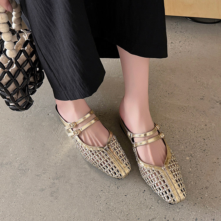 Karin Luna In Stock Spot Goods Hollow Woven One-Strap Closed-Toe Slippers