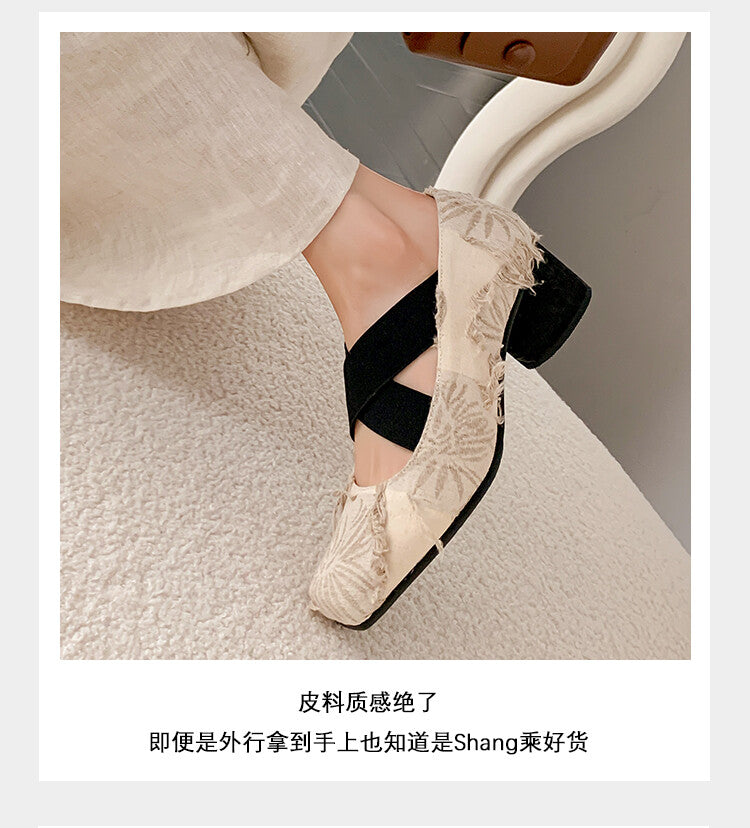 Karin Luna Chinese Pop is the Top Flow~ Orchid Pavilion Preface  New Chinese Style National Aesthetics Retro Cross Strap Mary Jane Shoes