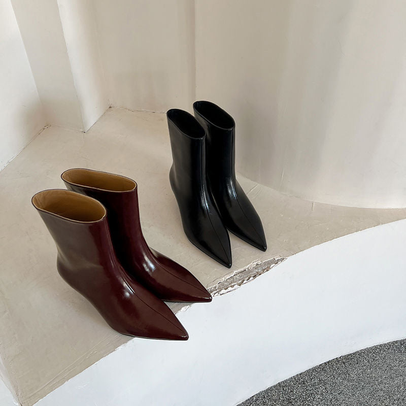 Karin Luna In Stock Spot Goods Minimalist Tube Kitten Heel Short Boots