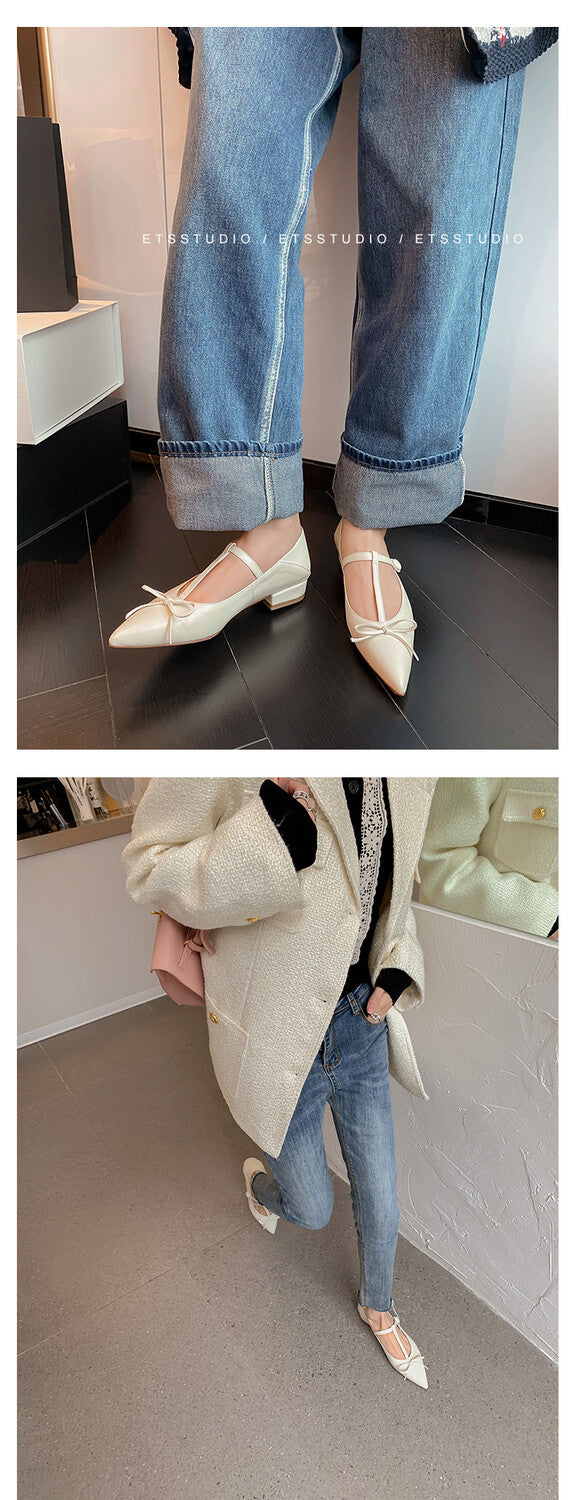 Karin Luna is a perfect Korean drama heroine~French Retro Style Full leather inside and out Pointed Bowknot