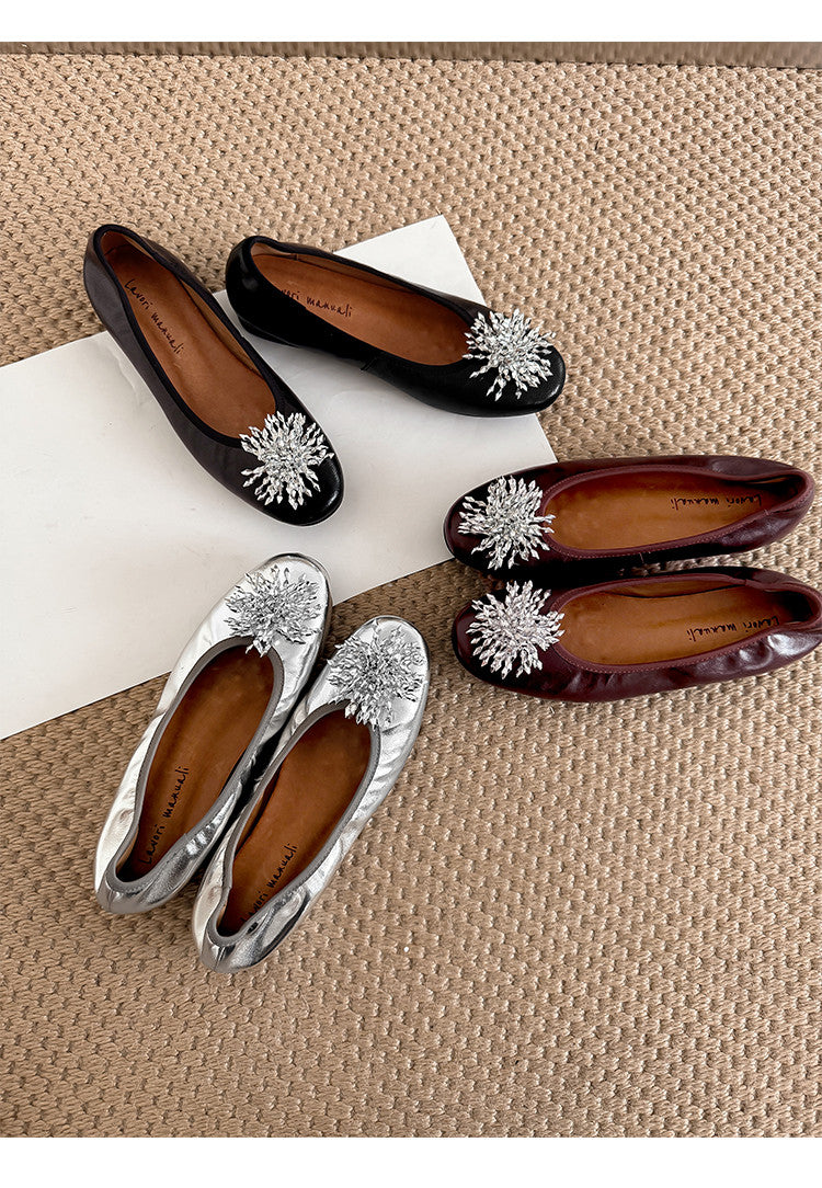Karin Luna Full Leather Inside and Out~Gorgeous Fireworks Flat Granny Shoes