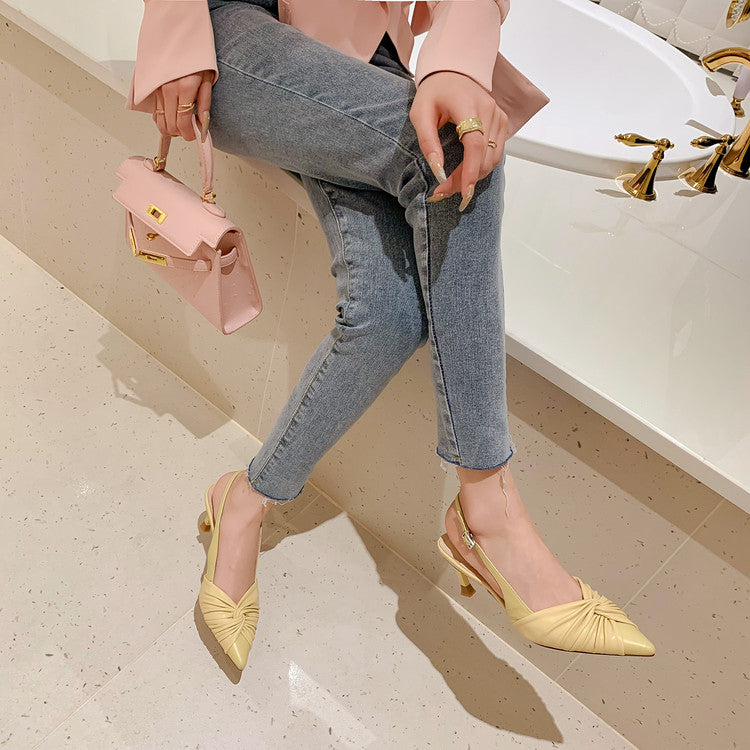 Karin Luna In Stock In Stock  Exquisite Pointed Toe Backless Closed-Toe Stiletto Sandals
