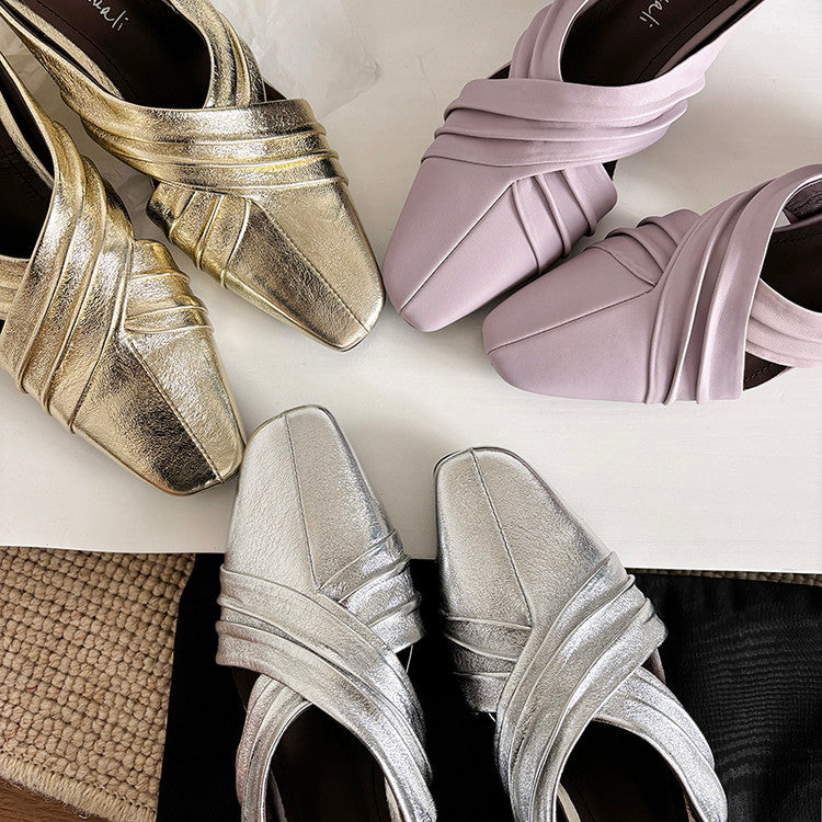 Karin Luna In Stock In Stock Basic Elegant Fairy Style Small Square Toe Sheepskin Slippers