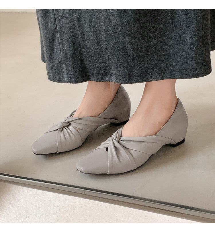 Karin Luna Cross Design Square Toe Hidden Wedge Shoes