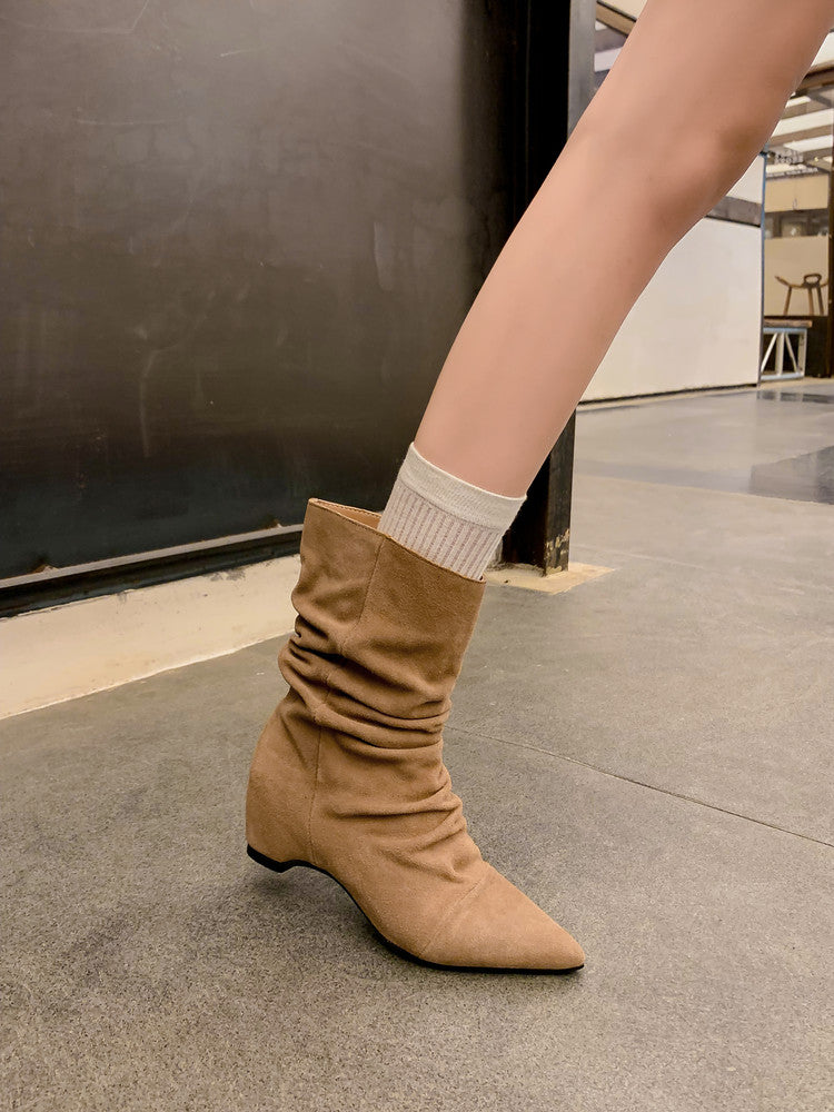 Karin Luna Data Hot-Selling Pointed Toe Slouchy Matte Western Short Boots