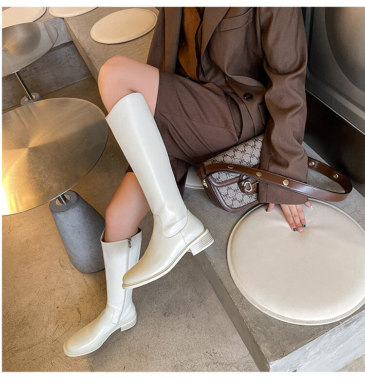 Karin Luna In Stock  Cowhide Niche Versatile Style Knight Boots
