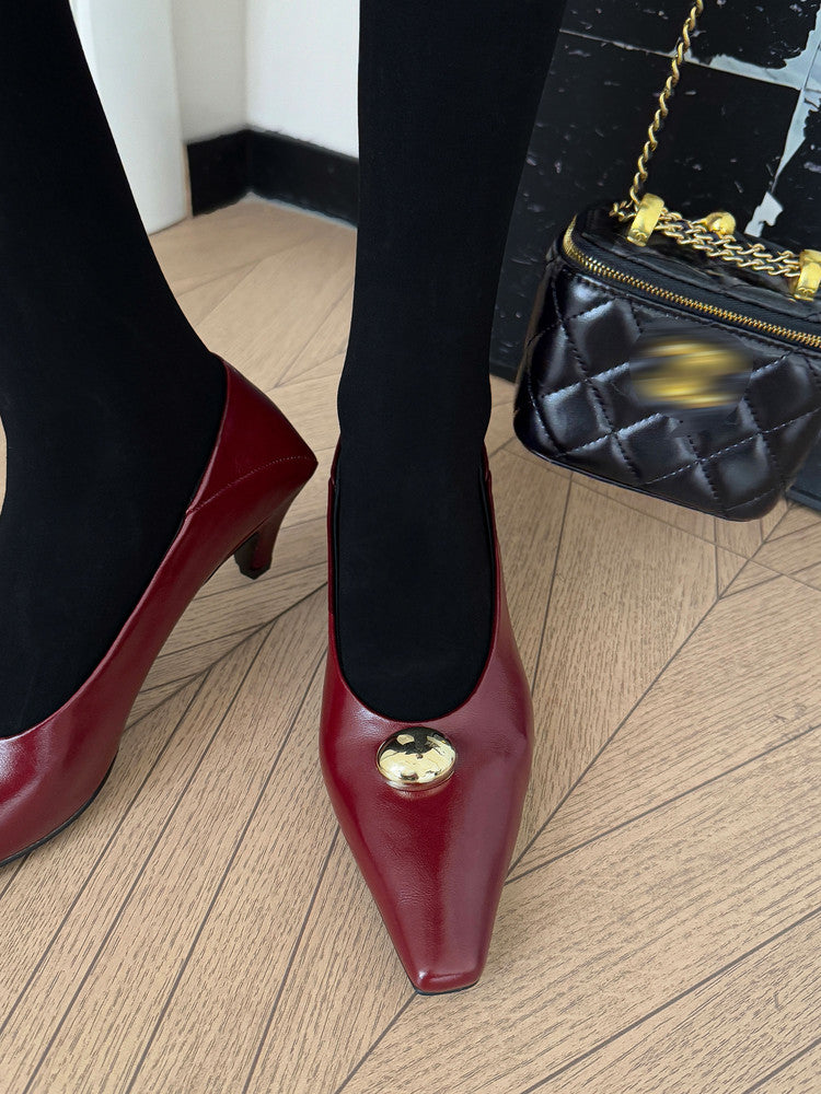 Karin Luna In Stock In Stock ~Basic Versatile French Style Small Square Toe Shallow Mouth Single Shoes