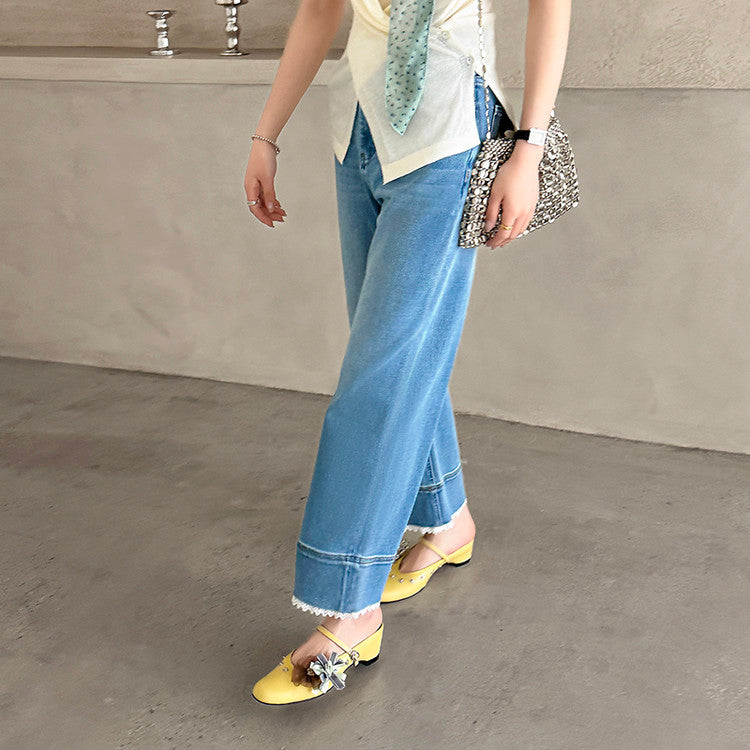 Karin Luna In Stock Spot Goods  Full-grain leather inside and out  Ultra Exquisite Round Toe Hidden Heel Closed-Toe Slippers
