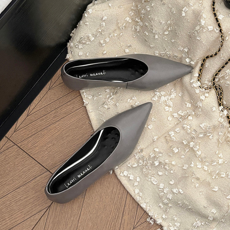 Karin Luna In Stock Spot Goods Classic three-color pointed toe metal heel shoes