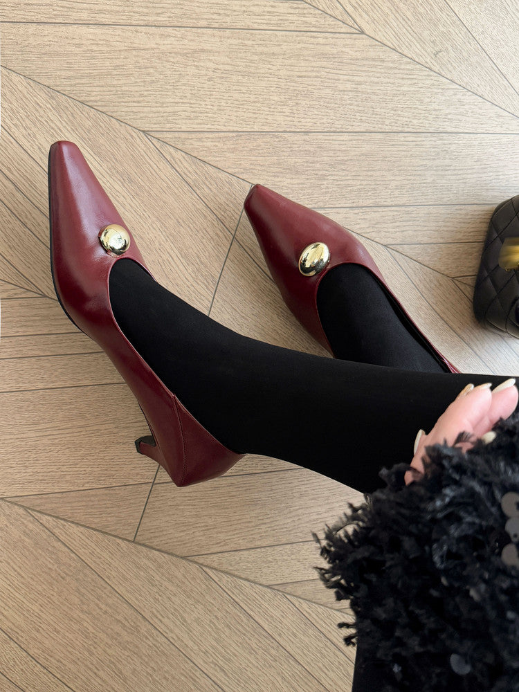 Karin Luna In Stock In Stock ~Basic Versatile French Style Small Square Toe Shallow Mouth Single Shoes