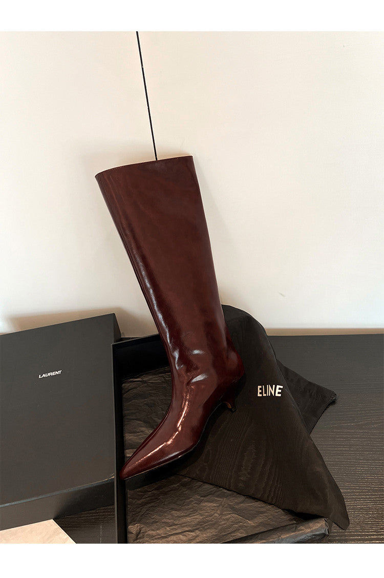 Karin Luna In Stock In Stock    Stunning Elegant Style Kitten Heel Straight Long Boots