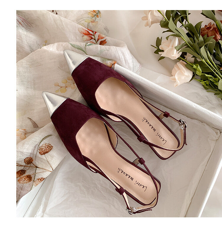 Karin Luna In Stock 24New Year's stock is now available Color Block Pointed Toe Full Leather Sandals