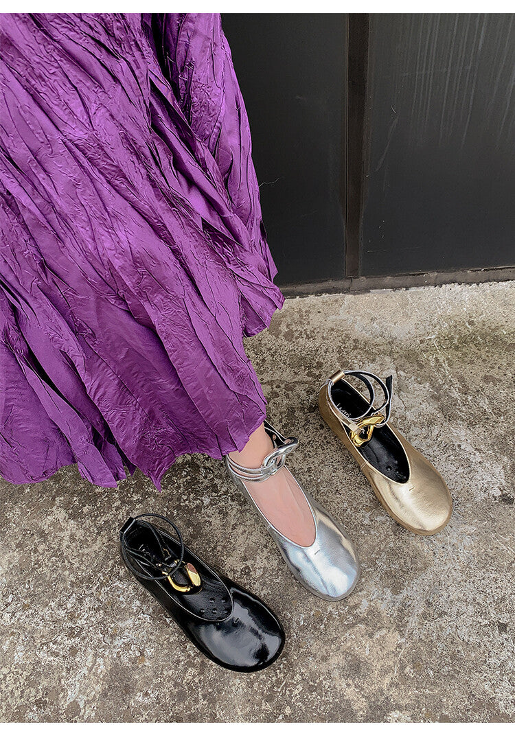 Karin Luna In Stock Large Stock Main Promotion  Two-Way Wear Height-Increasing Retro Gold Buckle Mary Jane Shoes