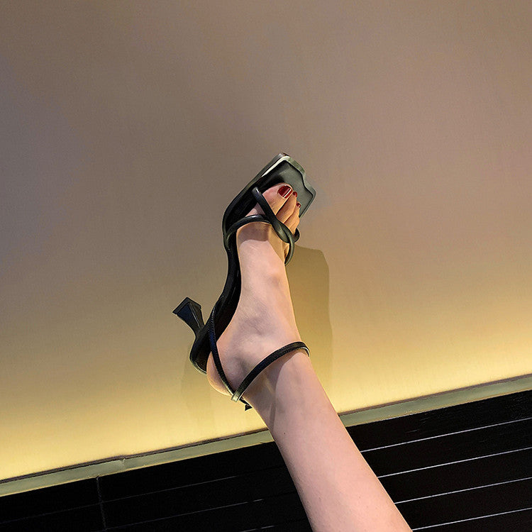 Karin Luna Classic Style  In stock  Basic Versatile Cross Strap High Heel Sandals
