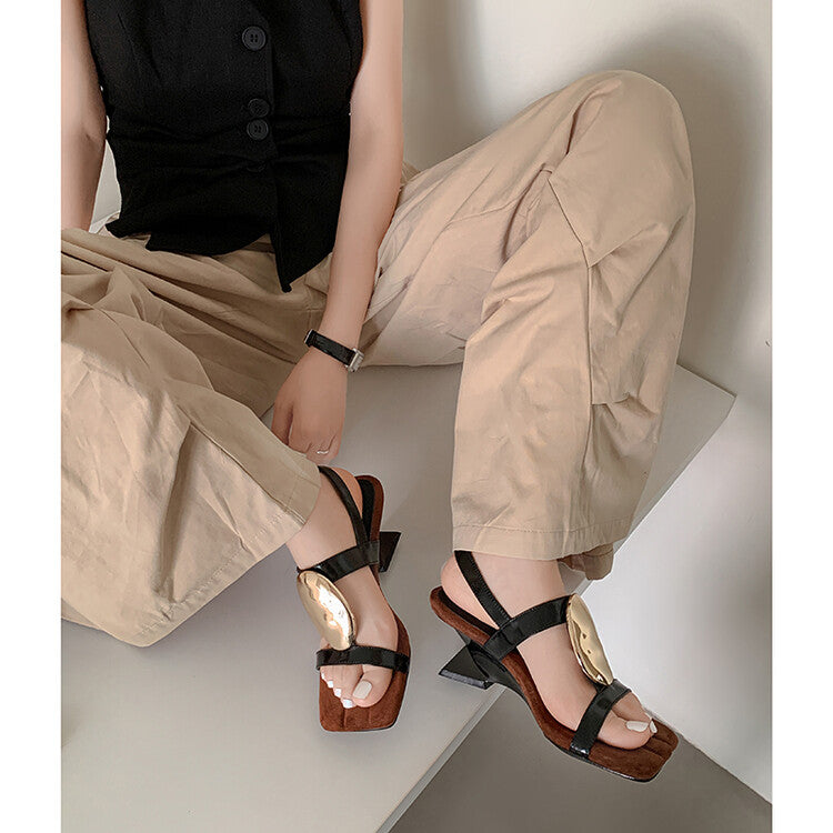 Karin Luna Hot-Selling Fasteners  Irregular Heel Open-Toe Sandals