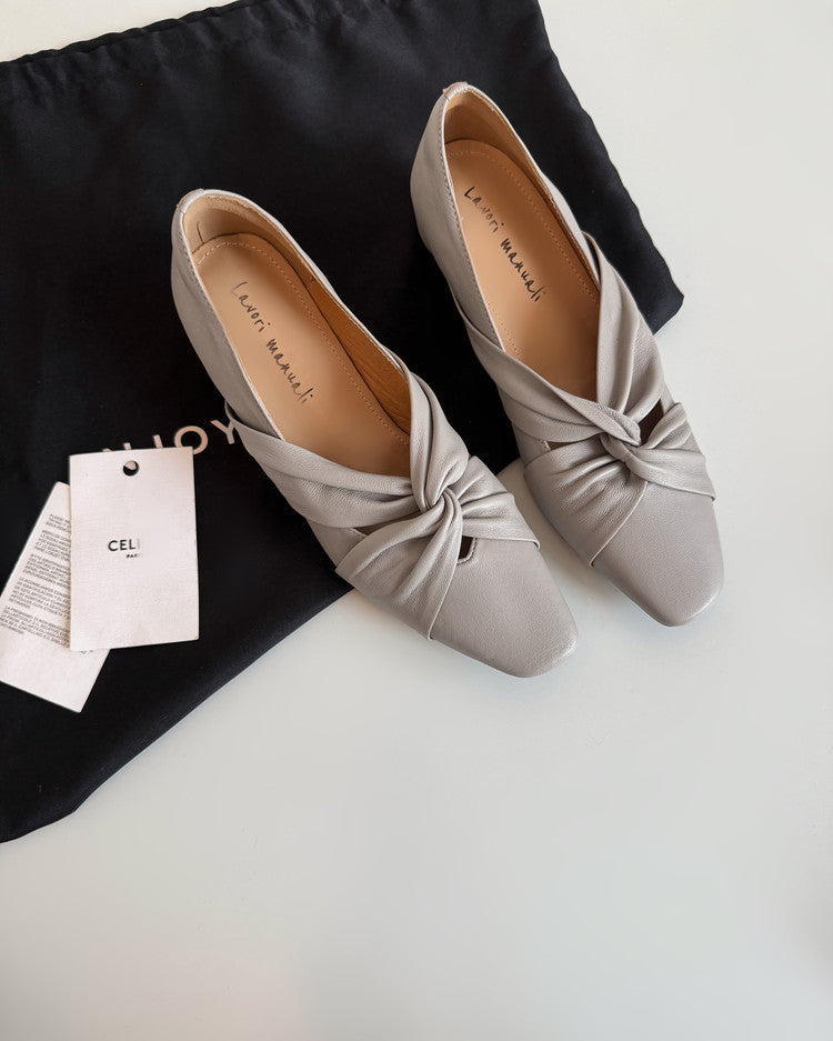 Karin Luna Cross Design Square Toe Hidden Wedge Shoes