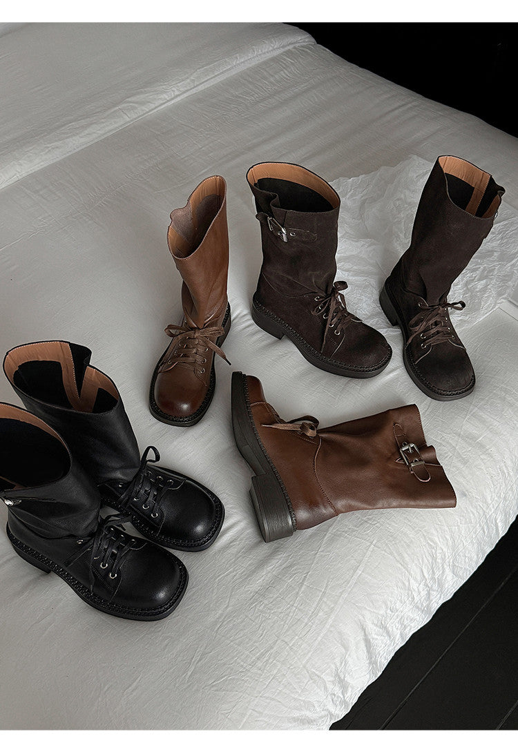 Karin Luna Bestseller Large Tube Thick Sole Martin Boots with Belt Buckle