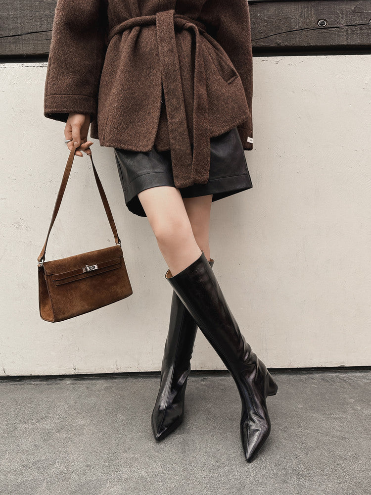 Karin Luna Elegant Style Pointed Toe Internal Height Increase Long Boots