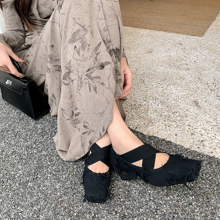 Karin Luna Chinese Pop is the Top Flow~ Orchid Pavilion Preface  New Chinese Style National Aesthetics Retro Cross Strap Mary Jane Shoes